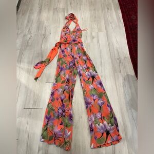 Alice + Olivia Vibrant Floral Jumpsuit - Orange and Purple.Size 0Great condition